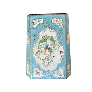 Baret Ware Metal Tole Waste Basket Botanicals Pheasant Birds‎ cottage core